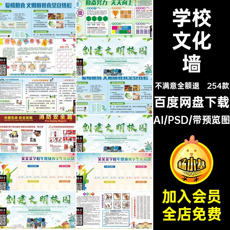 学习园地文化墙宣传学校展板模板校园文化幼儿园AIpsd254款教育
