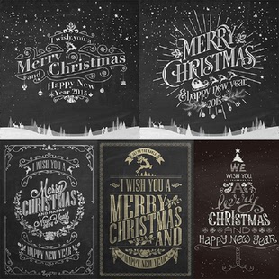 JR11欧美黑板粉笔风格 海报模板AI矢量设计素材 圣诞节英文字母排版