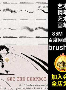 质感钢笔艺术画笔brushset复古墨水素材绘画1款iPad手笔刷效果