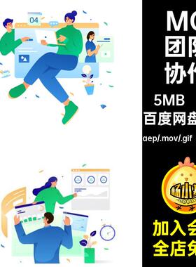 6款MG人物团队工作素材卡通合作动画AEAI协作GIFMOVPR透明协作