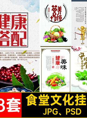 餐厅文化挂画JPG PSD食品安全标语节约68套宣传食堂海报粮食模板