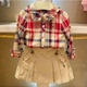 半裙格子纯棉衬衣 围尼小熊童装 春秋款 女童衬衫