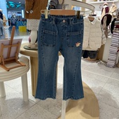 牛仔裤 围尼小熊女童简约休闲刺绣微喇常规薄款 验货品质 新款 春季