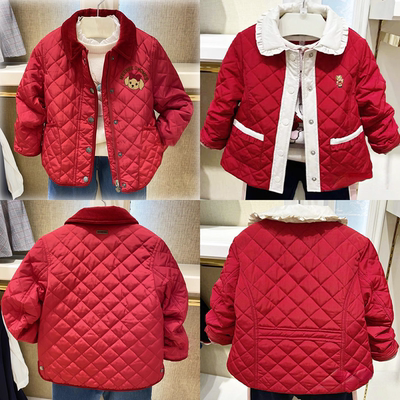 女童翻领娃娃领薄棉服棉衣外套