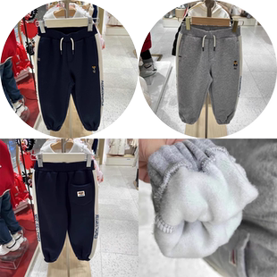 特惠围尼小熊秋冬新款男童加绒运动裤宝宝冬季束脚长裤验货品质