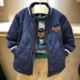 清秋冬男童休闲薄棉服围尼小熊棉衣儿童韩版外贸童装外套验货品质