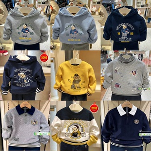 清仓秋冬围尼小熊儿童男童棉质儿童宝宝加绒卫衣裤子验货品质