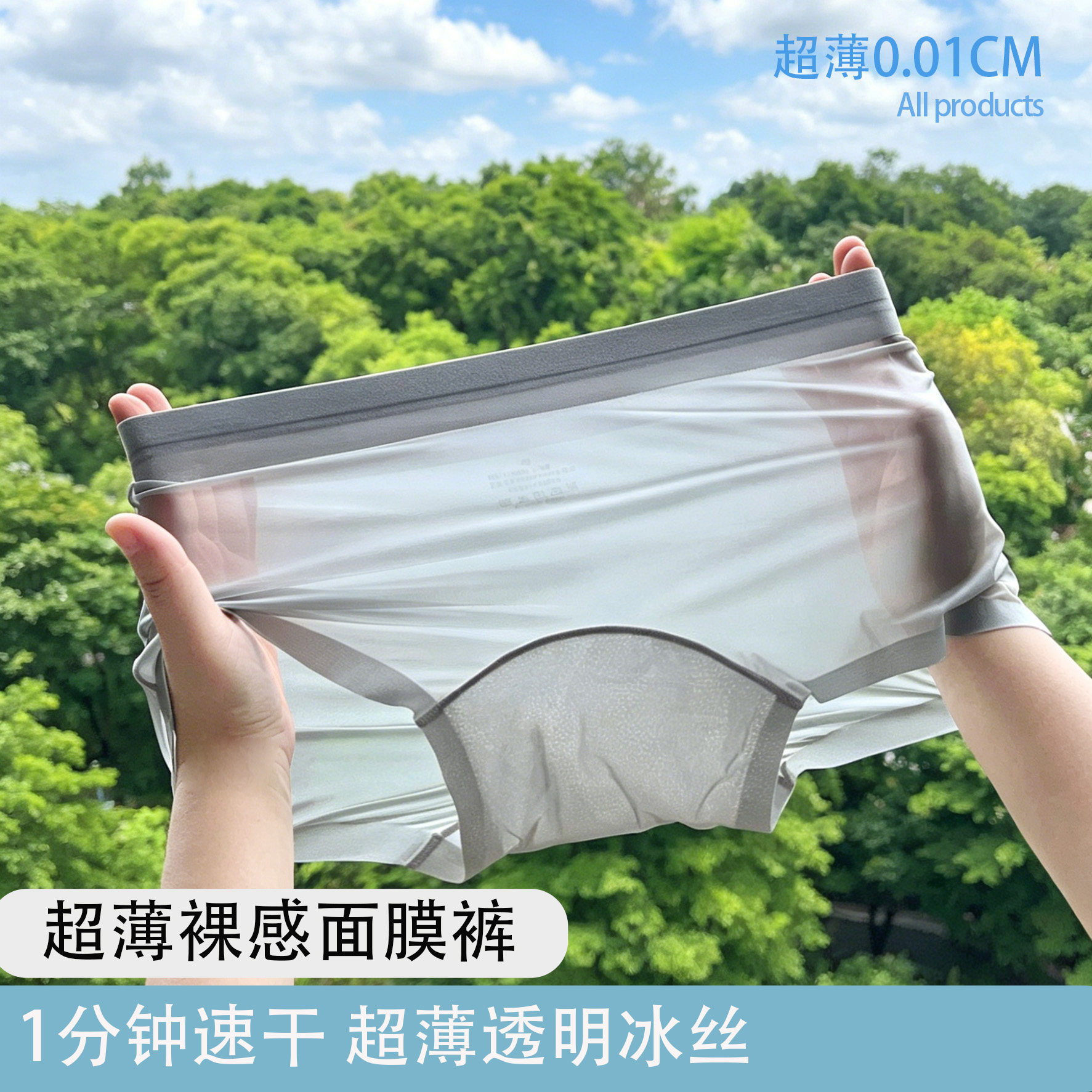 冰丝内裤T女士平角透明夏季新款图片