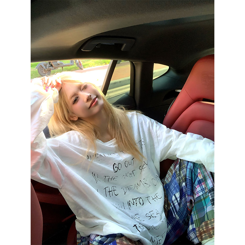 NECOYEP透气字母印花长袖T恤