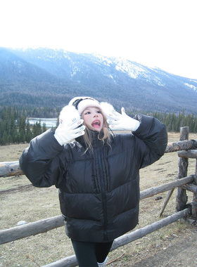 NECOYEP2025冬季保暖连帽羽绒服男女宽松休闲防寒面包服冬装外套