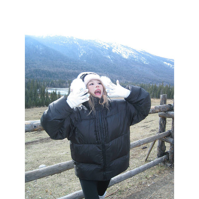 NECOYEP2025冬季保暖连帽羽绒服男女宽松休闲防寒面包服冬装外套