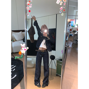 NECOYEP 復古低腰水洗原牛直筒牛仔褲 男女寬松百搭拖地長褲 潮 美式