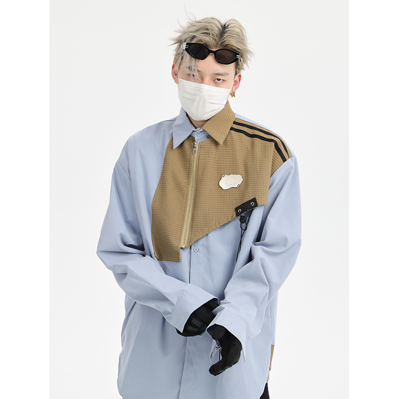 小众设计拼接设计衬衫