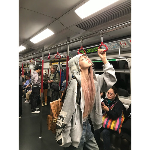 NECOYEP 美式复古人像印花贴布连帽卫衣男女宽松休闲百搭帽衫外套