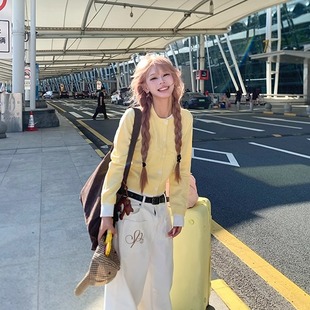 NECOYEP 春秋季美式宽松假两件针织开衫毛衣女慵懒显瘦百搭短外套