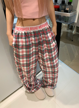 NECOYEP 美式复古撞色格子直筒裤男女宽松休闲百搭垂感慵懒长裤