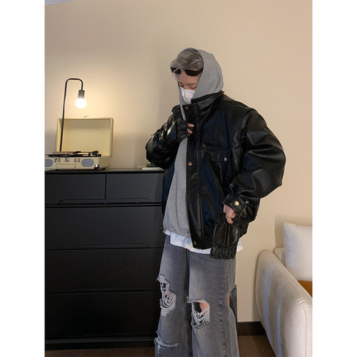 皮衣外套男痞帅夹克外套