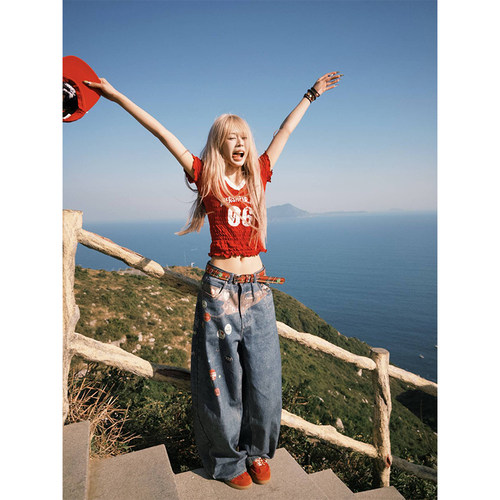 NECOYEP2025春季美式褶皱花边修身短袖女显瘦设计感球服T恤上衣