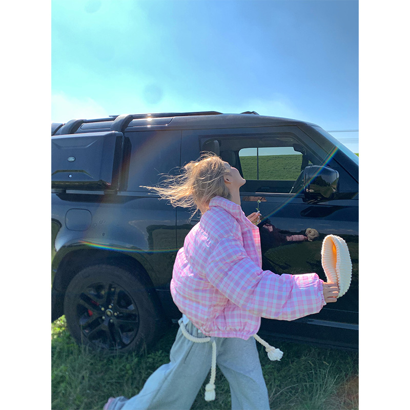 NECOYEP美式格子立领棉服