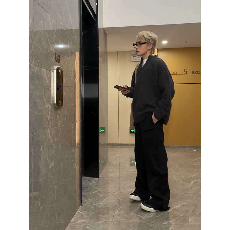 NECOYEP慵懒V领针织套头毛衣