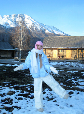 NECOYEP 2025冬季羊羔毛拼接羽绒裤男女宽松休闲防寒阔腿保暖长裤