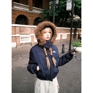 毛领连帽短款 美式 面包羽绒服男女宽松保暖厚外套 2025冬季 NECOYEP