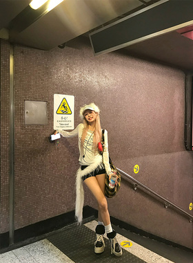 NECOYEP2025春季美式假两件条纹辣妹长袖T恤女显瘦网纱罩衫打底衫