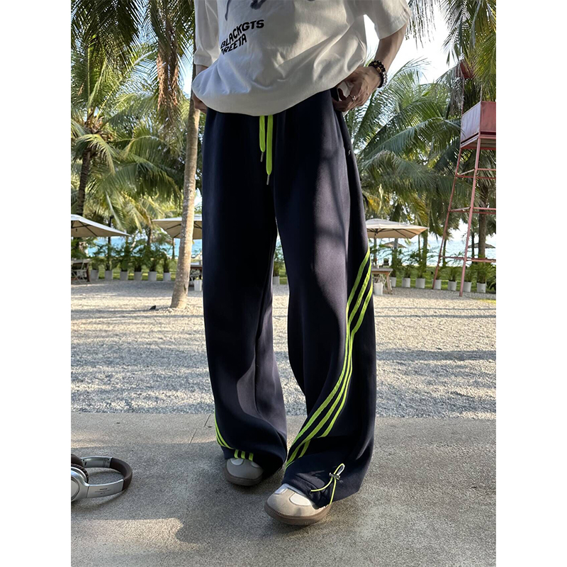 NECOYEP美式三条杠阔腿休闲裤