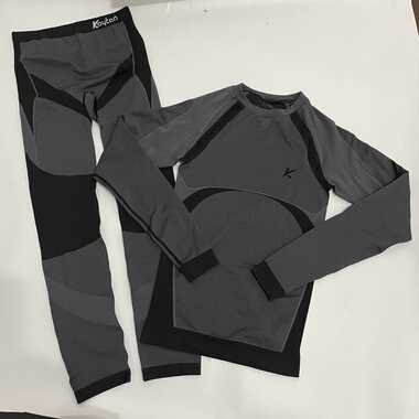 女款排汗速干衣户外健身跑步运动紧身衣长袖滑雪套装灰色kay