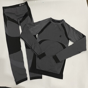 灰色kay 滑雪套装 女款 排汗速干衣户外健身跑步运动紧身衣长袖