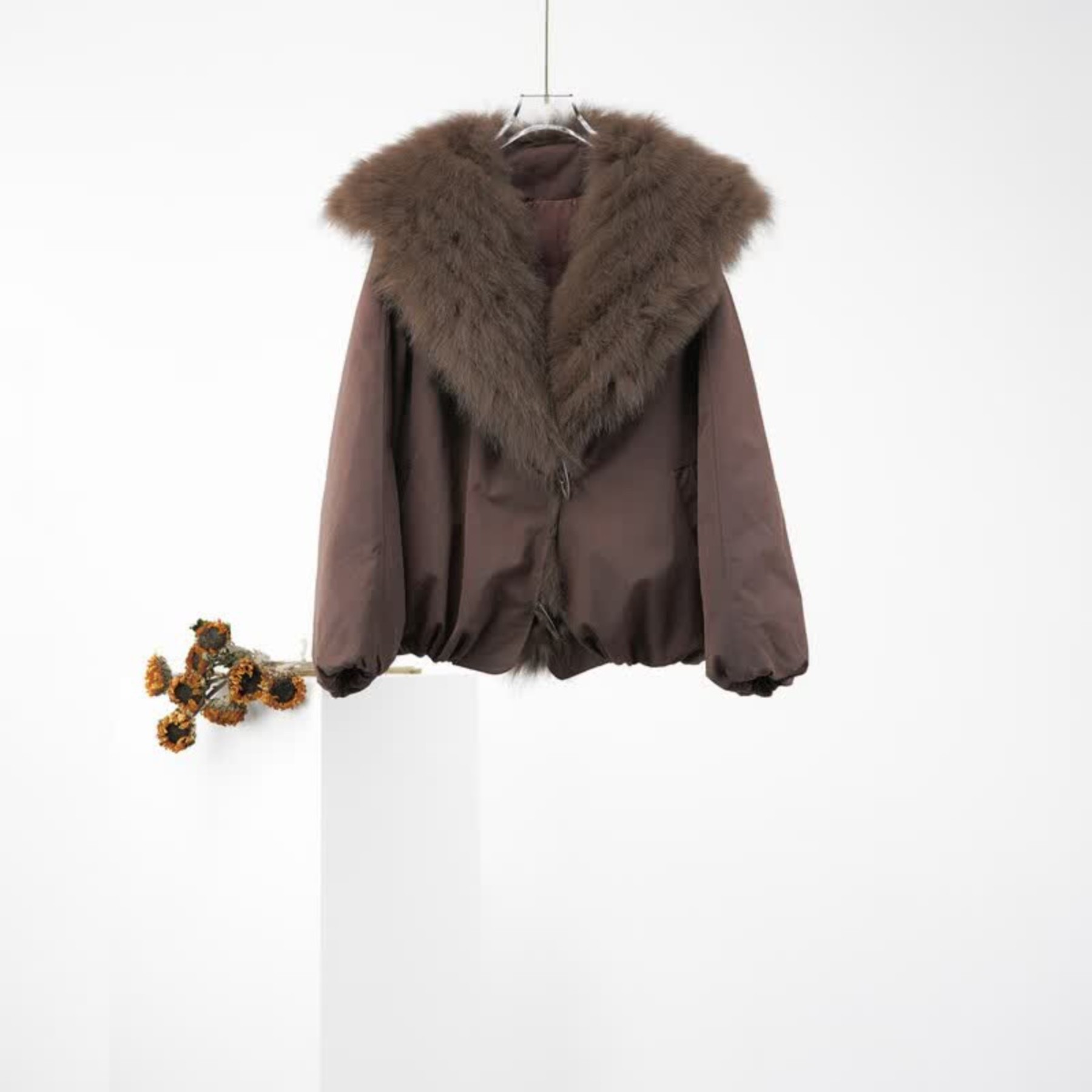 江誉狐狸毛皮草毛领羽绒服派克服