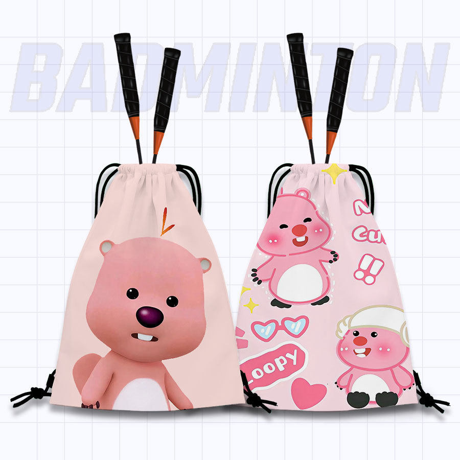 LOOPY可爱双肩包新款卡通学生便携束口抽绳羽毛球拍网球拍收纳袋