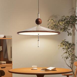 侘寂风飞碟吊灯中式禅意新茶室原木风铃款高级餐厅吊灯设计师的款