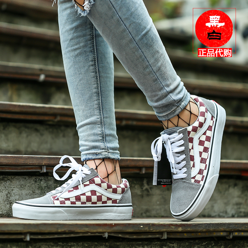 ·¶Ë¹VANS¾µä¿îÕýÆ·ÄÐЬŮЬµÍ°ïºìÉ«ÆåÅ̸ñ×Ó·«²¼Ð¬Ð¿Ïļ¾