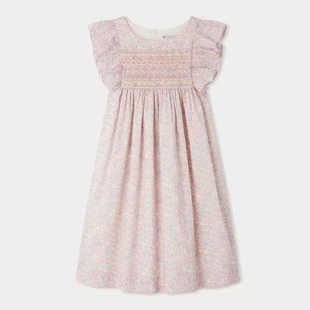 【现货】夏季新款 法单 女童liberty碎花薄款纯棉飞飞袖打揽裙