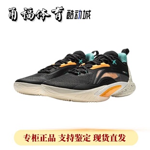 Lining/李宁 闪击10黑黄防滑耐磨低帮男子实战篮球鞋 ABAT085-75