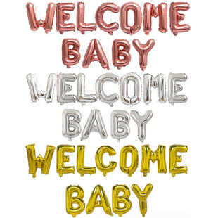 欢迎宝贝回家迎婴派对装饰气球welcome baby宝宝生日性别揭示布置