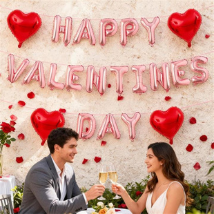 情人节快乐字母气球Happy Valentines Day纪念日爱心布置铝膜气球