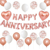 结婚恋爱周年纪念日装 饰气球happy anniversary房间惊喜场景布置