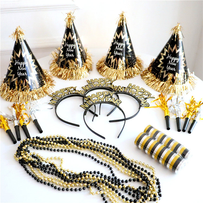 新年装饰发箍Happy New Year跨年派对聚会舞会搞怪吹龙帽子道具