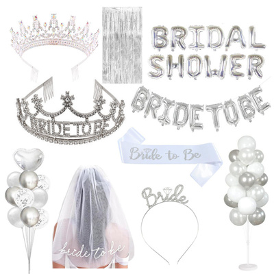 婚前单身派对银色主题装饰气球