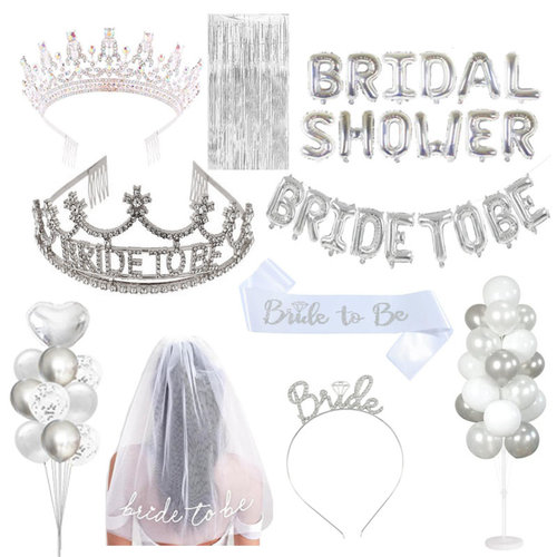 婚前单身派对银色主题装饰气球