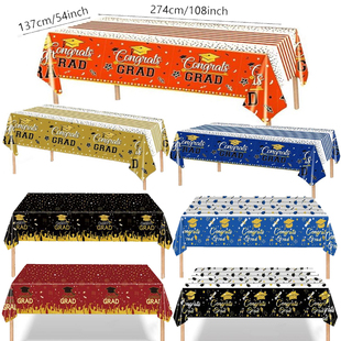 2025年毕业典礼布置一次性桌布Graduation毕业季派对防水台布餐布
