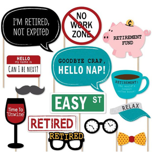 公司领导同事老师医生退休告别派对搞怪拍照道具Happy Retirement