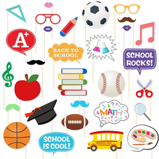 早教幼儿园开学新生欢迎返校季手持搞怪打卡拍照道具Back school