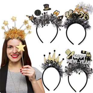 Year公司晚会活动头箍 New 2026元 旦新年跨年派对聚会发箍Happy
