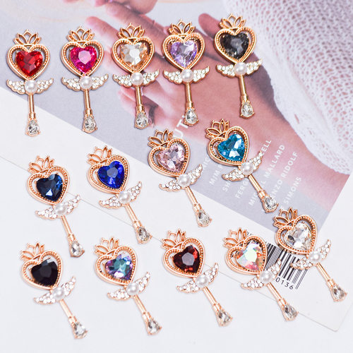 巴洛克仙女棒爱心魔法权杖 合金手作diy饰品配件吊坠皇冠项链挂件