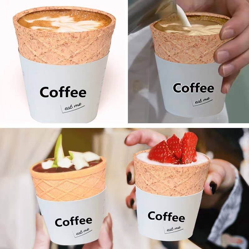 可食用脆皮咖啡杯可以吃的一次性燕麦蛋卷脆皮饼干杯环保创意杯子