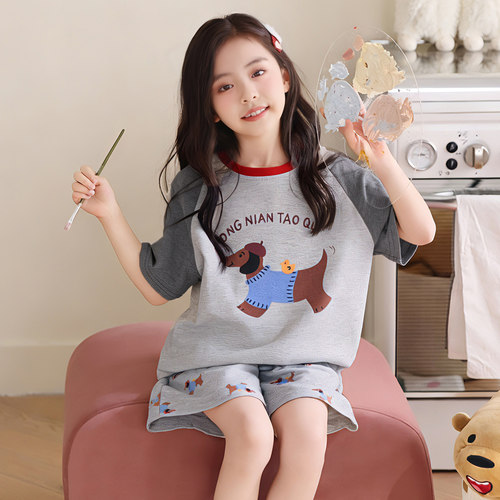 2026新款儿童睡衣夏季纯棉薄款短袖女童中大童家居服81095