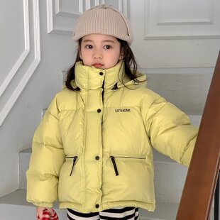 2025新款冬季儿童羽绒服男女童保暖外套时尚黄色连帽冬装潮